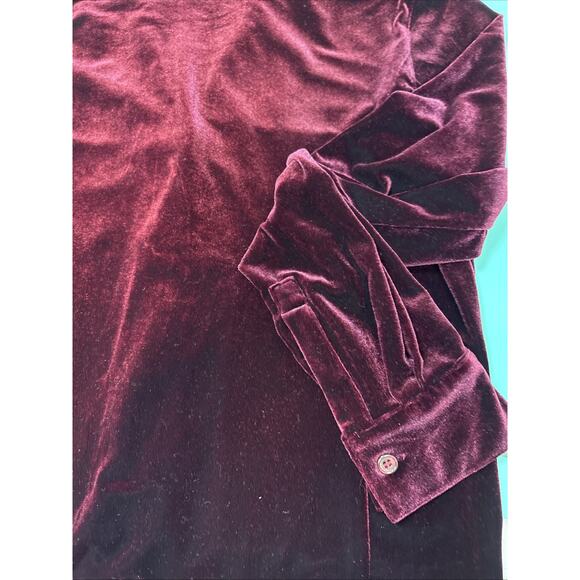 Harve’ Benard Velvet Deep Burgundy Stretch Button Up Long Sleeve Holiday Glam M - Picture 14 of 15